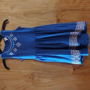 Gymboree Girls High-Low Sleeveless Dress Blue Slub Knit 100% Cotton Flowy Size 8